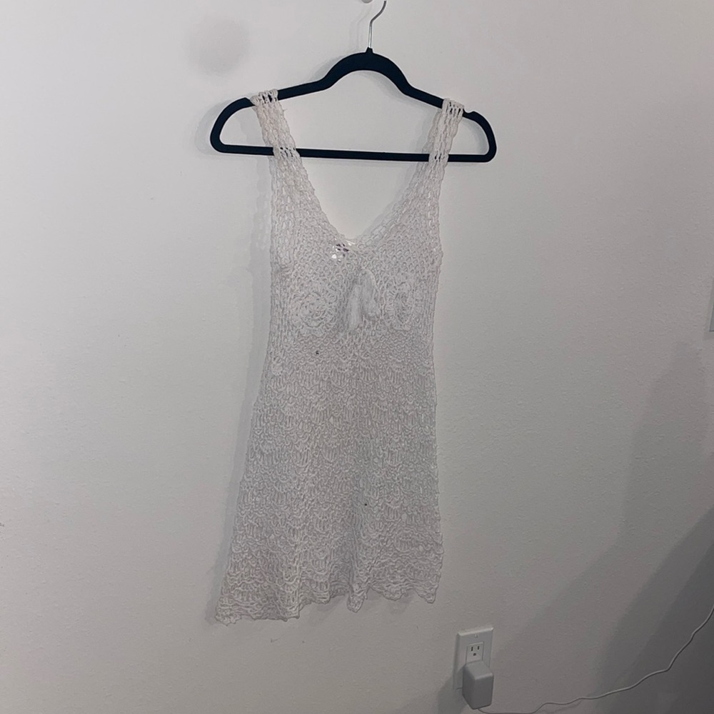 White crochet coverup